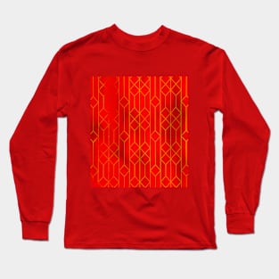 Reds And Geometric Long Sleeve T-Shirt